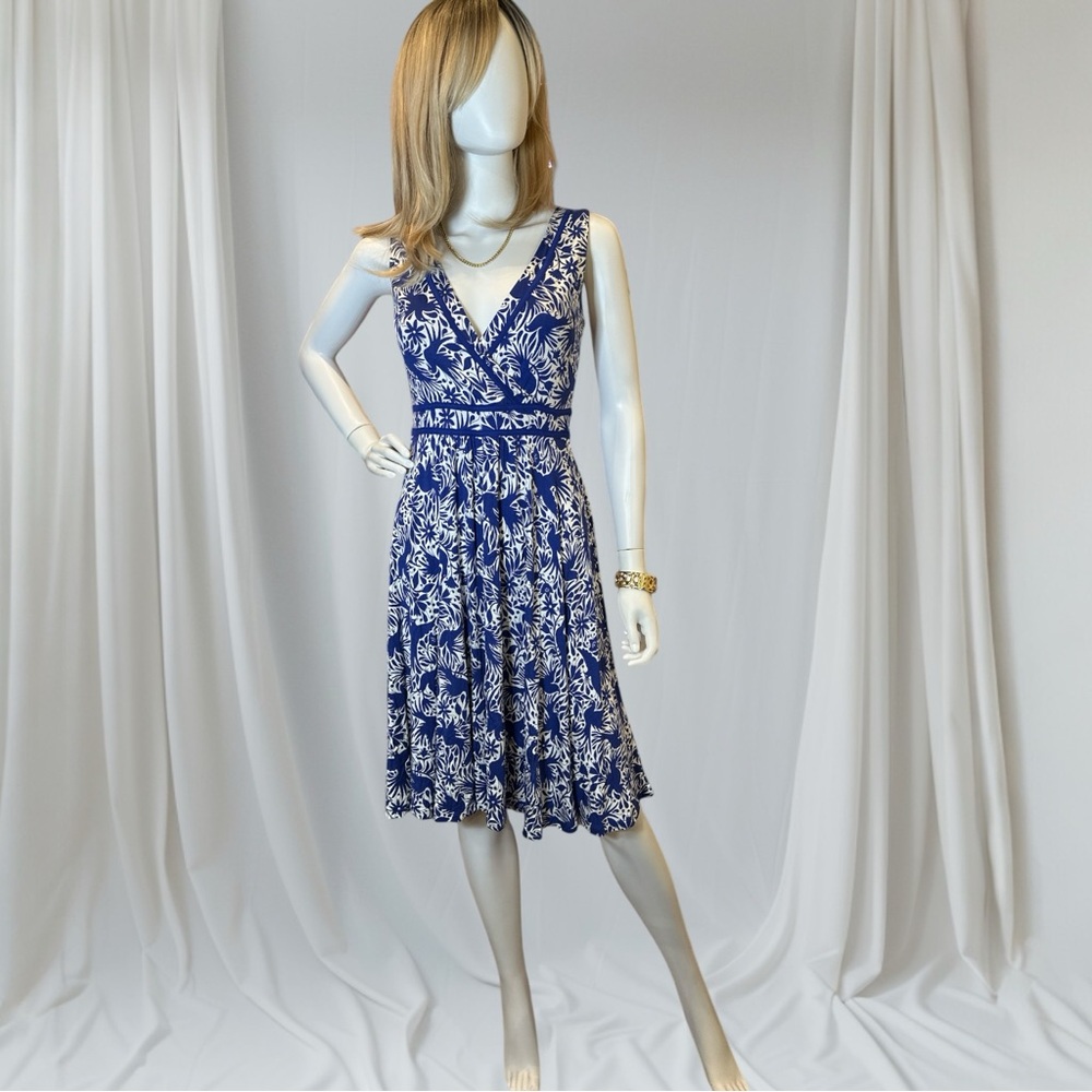 Boden Blue Lorna Bird Print Sleeveless V-Neck Midi Sundress